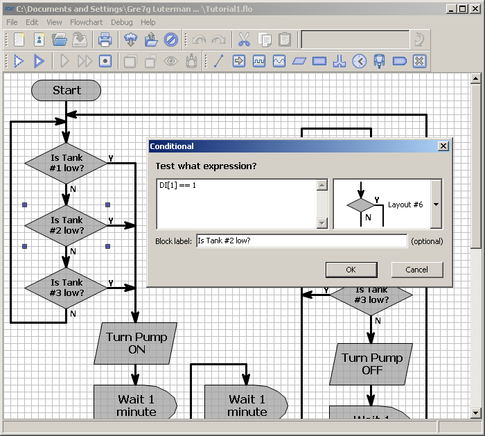 The integrated development environment (IDE) lets you create programs with either a C-like language or by constructing flow charts.
