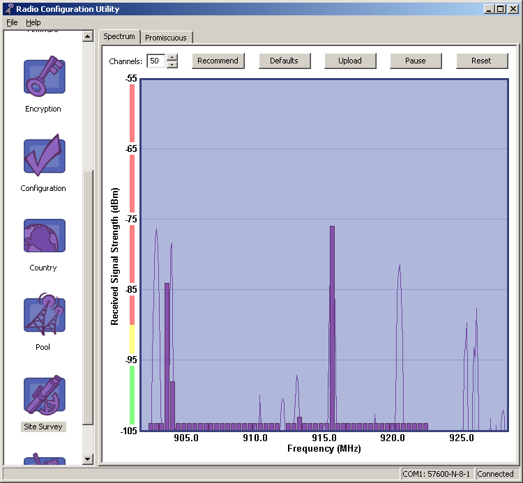 The advanced (XL) radio configuration utility includes powerful path management tools which can scan for interference and select frequencies where the noise floor is lowest.