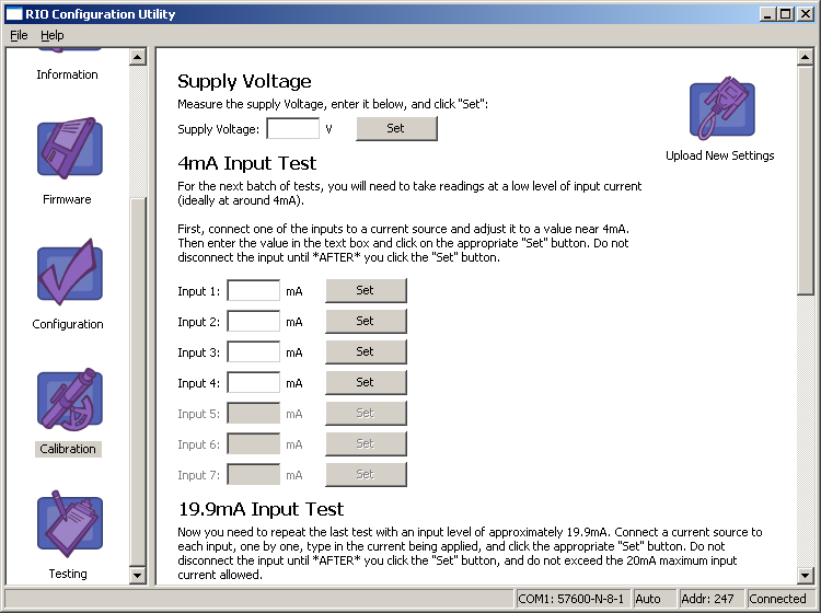 The RIO configuration utility includes a calibration panel. Calibrating the units yourself can save both money and time.